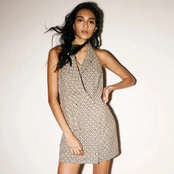 Free People Dresses & Skirts - Free People Blazer Mini Dress Halter Neck Pockets Size M NWOT